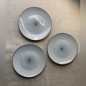 Dessert Snack Appetizer 7 1/2” Black/White Dashed Plates-Set Of 3 Royal Norfolk